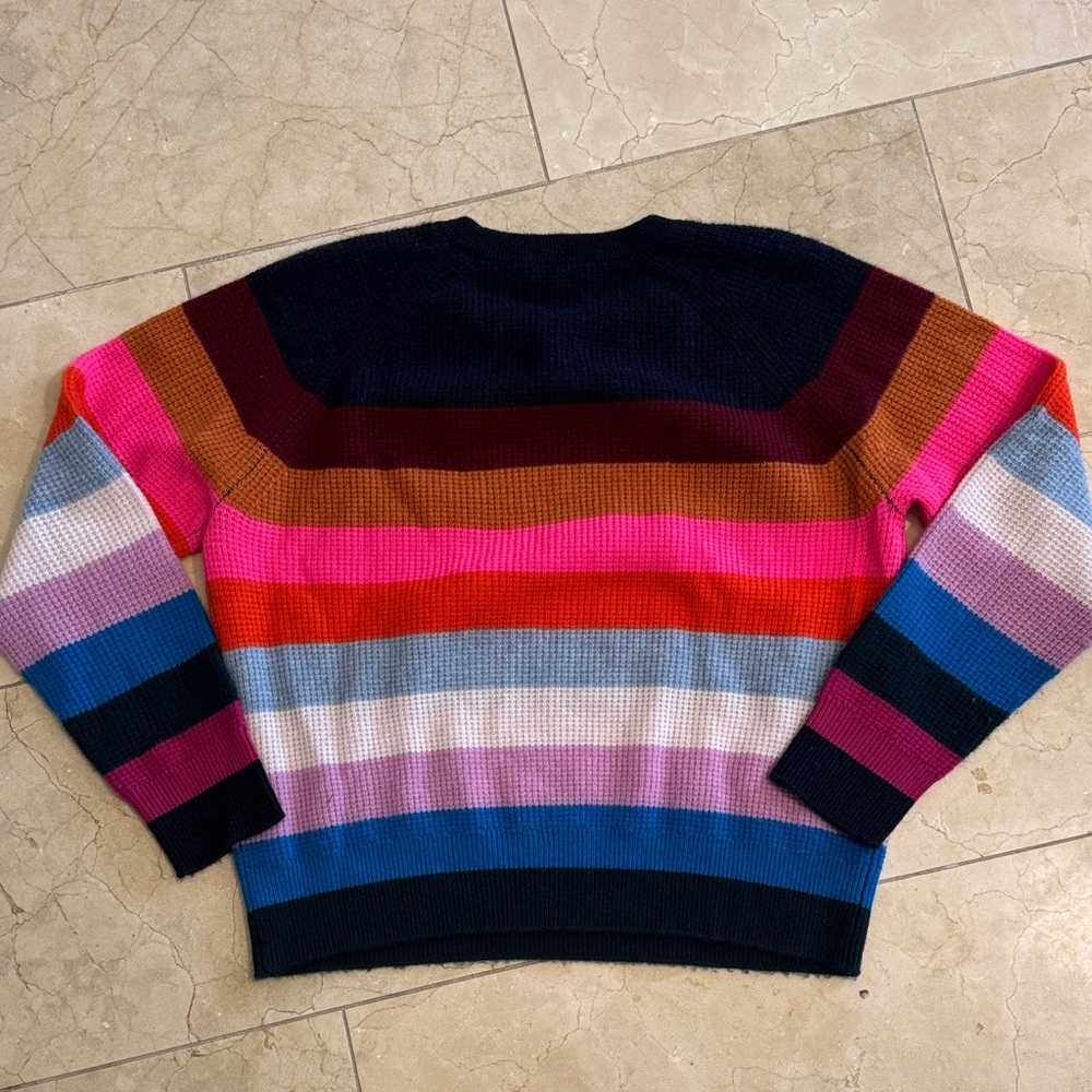 White + Warren Multicolor Striped cashmere Sweater large EuC - Picture 6 of 8